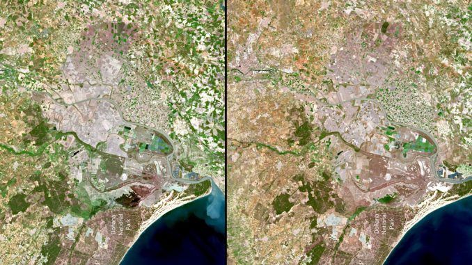 El drama de Doñana y de la sequía en España, explicado en dos fotos tomadas desde el espacio