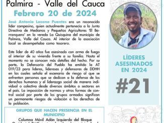 Otro líder social asesinado impunemente en Colombia y van 21